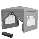 Outsunny 10' ft W x 10 ft L Outdoor Pop Up Party Tent with Carrying Bag - Light Grey-High density silver coated Oxford material water-resistant and UV resistant
