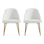 Manhattan Comfort Gracie 24.2" Modern Leatherette Upholstered Dining Chair - White and Gold - Set of 2-Modern Dining Chair for Dining Room and Task Use. Set of 2