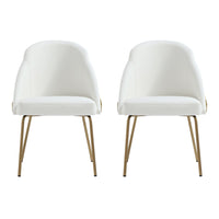 Manhattan Comfort Gracie 24.2" Modern Leatherette Upholstered Dining Chair - White and Gold - Set of 2-Modern Dining Chair for Dining Room and Task Use. Set of 2