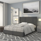 Flash Furniture Riverdale Queen Size Tufted Upholstered Platform Bed - Dark Grey Fabric-Platform Bed