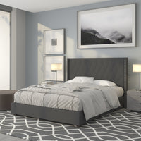 Flash Furniture Riverdale Queen Size Tufted Upholstered Platform Bed - Dark Grey Fabric-Platform Bed