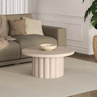 Hudson&Canal Olie Round Fluted Coffee Table - 32" W - Alder White-Tabletop features a weight capacity of 50 lbs