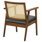 Modway Thera Vegan Leather and Cane Accent Armchairs - Walnut Black - Set of 2-Assembly Required