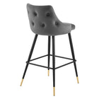Modway Adorn Performance Velvet Bar Stool - Gray-Dense Foam Padding