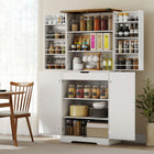 HOMCOM 72" H Farmhouse Kitchen Pantry Cabinet - White-A concealed inner drawer neatly stores cutlery while maintaining a clean look 