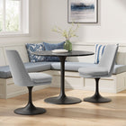 Modway Lippa Swivel Dining Upholstered Side Chair - Black Light Grey-Removable Seat Cushion
