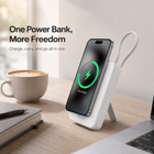 Rwan 10,000 mAh Magnetic Wireless Power Bank With Stand, USB-C Cable and Apple Watch Charger - White-USB-C port supports wired charging and recharging