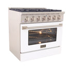 Kucht 36" KNG Series Pro Style Natural Gas Range - Stainless Steel/White-Electronic ignition with auto re-ignition reduces the risk of gas leaks for enhanced safety