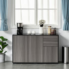 HOMCOM 46.1" L High Gloss Buffet Sideboard with 2 Drawers - Grey and Black-Features 2 drawers, 2-door cabinets, and a flat tabletop