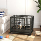 PawHut 36" L Heavy Duty Steel Kennel Pet Cage - Grey-Unique design, the gap between the bottom slats: 1.2"(3 cm), better care of the dog's paws to prevent pinching 