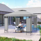 Outsunny 10 ft W x 10 ft L Canopy Gazebo - Double Roof Outdoor Gazebo - Light Grey-Large space comfortably accommodates 10 people, ensuring roomy comfort