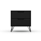 Manhattan Comfort Rockefeller 20.08" Mid-Century Modern 2-Drawer Nightstand 2-Piece Set - Black-11 Lb. Capacity per Drawer