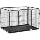 PawHut Heavy Duty 4 Panel Dog Playpen - Black-Keeps your pet safely confined while offering more space to play, sleep, and exercise 