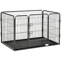PawHut Heavy Duty 4 Panel Dog Playpen - Black-Keeps your pet safely confined while offering more space to play, sleep, and exercise 