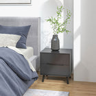 HOMCOM Modern Bedside Table with 2 Drawers and Solid Wood Legs - Black-Two drawers offer lots of space to store books, pens, or bedtime essentials