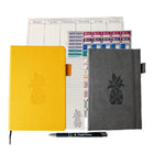 Wamaco Pineapple Passionate Planner Collection - Yellow Planner, Grey Journal, Stickers, Notepad, Weekly Deskpad, Pen-Versatile – This Complete planning collection comes with a 13 Month Undated Planner that allows you to pick up where you left off and a journal to make sure you don’t miss a thought or a note.