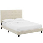 Modway Melanie Tufted Button Upholstered Fabric Full Platform Bed - Beige-No Box Spring Required