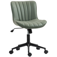 HOMCOM Armless 360-Degree Swivel Computer Desk Chair - Dark Green-Breathable, wear-resistant microfiber cloth with high-density foam ensures cool, comfortable seating