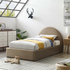Modway Resort Performance Velvet Arched Round Twin Platform Bed - Taupe-Dense Foam Padding