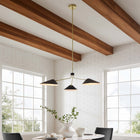 Modway Journey 3-Light 14" Arm Pendant - Black-Satin Brass Rods