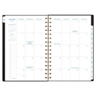 AT-A-GLANCE 2027 Signature Small Weekly/Monthly - 8-½" H x 6" W - Black Cover - Bilingual-Black faux leather cover with metallic stamping