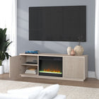 Hudson&Canal Hanson TV Stand with 26" Crystal Fireplace for TV's up to 75" - Alder White-Product Dimensions: 15.5" L x 70" W x 22" H