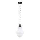 Hudson&Canal Annie 9.13" Wide Pendant with Glass Shade - Blackened Bronze/White Milk-Modern and contemporary design for your entryway, foyer, or kitchen