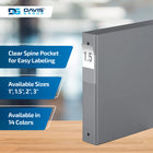 Davis Group Premium Economy Binder - Round Ring - 1.5" - Grey - 6 Pack-Round Ring, Non-Locking