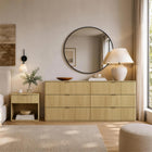 Manhattan Comfort Clive 72" Mid-Century Modern 6-Drawer Double Dresser - Natural Oak & Gold-9