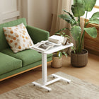 HOMCOM 25.6" Pneumatic Standing Desk Adjustable Height - White-Four wheels with brakes ensure easy mobility and stationary stability