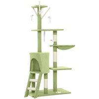 PawHut 53" Large Activity Centre Cat Tree Tower with Condo - Green-Multi-use activity centre with cat condo, perch, ladder, hammock for endless entertainment 