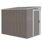 Outsunny 5 x 7FT Lean to Outdoor Storage Shed with Foundation Kit -  Light Grey-Functions as a metal bike shed, a tool shed, a generator shed, or a lawn mower storage unit
