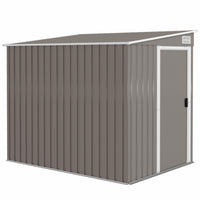 Outsunny 5 x 7FT Lean to Outdoor Storage Shed with Foundation Kit -  Light Grey-Functions as a metal bike shed, a tool shed, a generator shed, or a lawn mower storage unit

