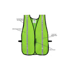 Merangue High Visibility Lime Mesh Safety Vest with 1" Reflective Tape, One Size Fits All , 12 Pack-Hook and loop velcro closure