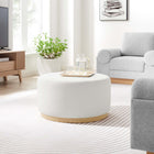 Modway Tilden Large 29" Round Performance Velvet Upholstered Ottoman - Alabaster/Natural-Dense Foam Padding