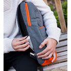 Vangoddy Grove Lightweight Casual Travel 15" Laptop Backpack - Grey/Orange-Exterior Dimensions 18.5in H x 3in W x 14.25in L