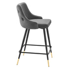 Modway Adorn Performance Velvet Counter Stool - Gray-Black Tapered Legs