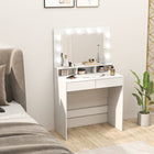 HOMCOM Makeup Vanity Desk with Lighted Mirror and Charging Station - 31.5" L x 15.7" W x 53.1" H - White-Three lighting modes cater to various makeup application needs 