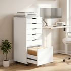 HOMCOM 6 Drawer Vertical Filing Cabinet with Lockable Wheels - White-The adjustable hanging bars neatly fit letter and legal file folders 