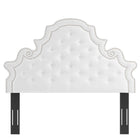 Modway Gwyneth Tufted Performance Velvet Twin Platform Bed with Black Wood Legs - White-Stain-Resistant Performance Velvet