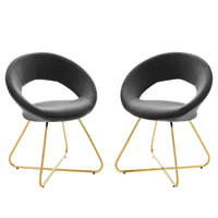 Modway Nouvelle Performance Velvet Dining Chair - Gold/Charcoal - 2 Pack-Retro Modern Dining Chairs
