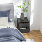 HOMCOM Modern Nightstand with 2 Drawers and Wood Legs - Black-Assembly required