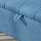 HOMCOM Linen Fabric Storage Ottoman Bench - Dark Blue-Material: Linen-touch Fabric (100% polyester), Foam, Steel