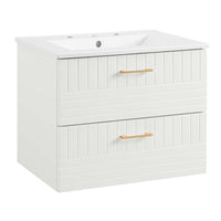 Modway Daybreak 24" Bathroom Vanity - White-CONTEMPORARY BATHROOM VANITY - Featuring a clean-lined design and gold metal hardware, this vanity incorporates contemporary style to your bathroom space
