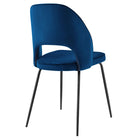 Modway Nico Performance Velvet Dining Chair - Black/Navy - 2 Pack-Chair Weight Capacity: 331 lbs.