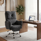 HOMCOM Ergonomic Reclining Office Chair with Snow Flannel Fabric - Dark Grey-Features a thick cushion and backrest to relieve pressure during long hours