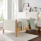 Modway Maven Twin Size Fabric Upholstered Platform Bed - Ivory Oak-Heathered Weave Fabric