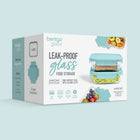 Bentgo Glass Leak-Proof Glass Food Storage 4-Piece Set - Soft Aqua- Made with superior-grade borosilicate glass that is thermal shock-resistant so you can freeze and heat the containers with confidence.