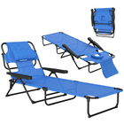 Outsunny Folding Lounge Chair with Reclining Back - Tanning Chair - Dark Blue-For a people to tan or lounge around the pool, bench, yard