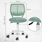 Homy Casa  Teen Task Chair - Turquoise-Colourful casters suitable for hardwood or carpeted floors